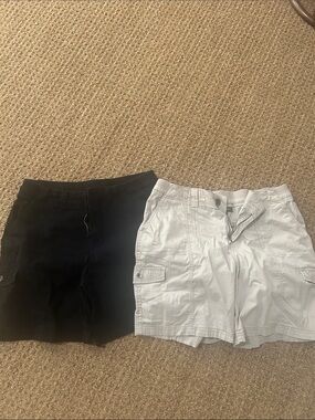 2 Women’s Cargo Shorts - Black and tan.  Both size 14 from Style & Co